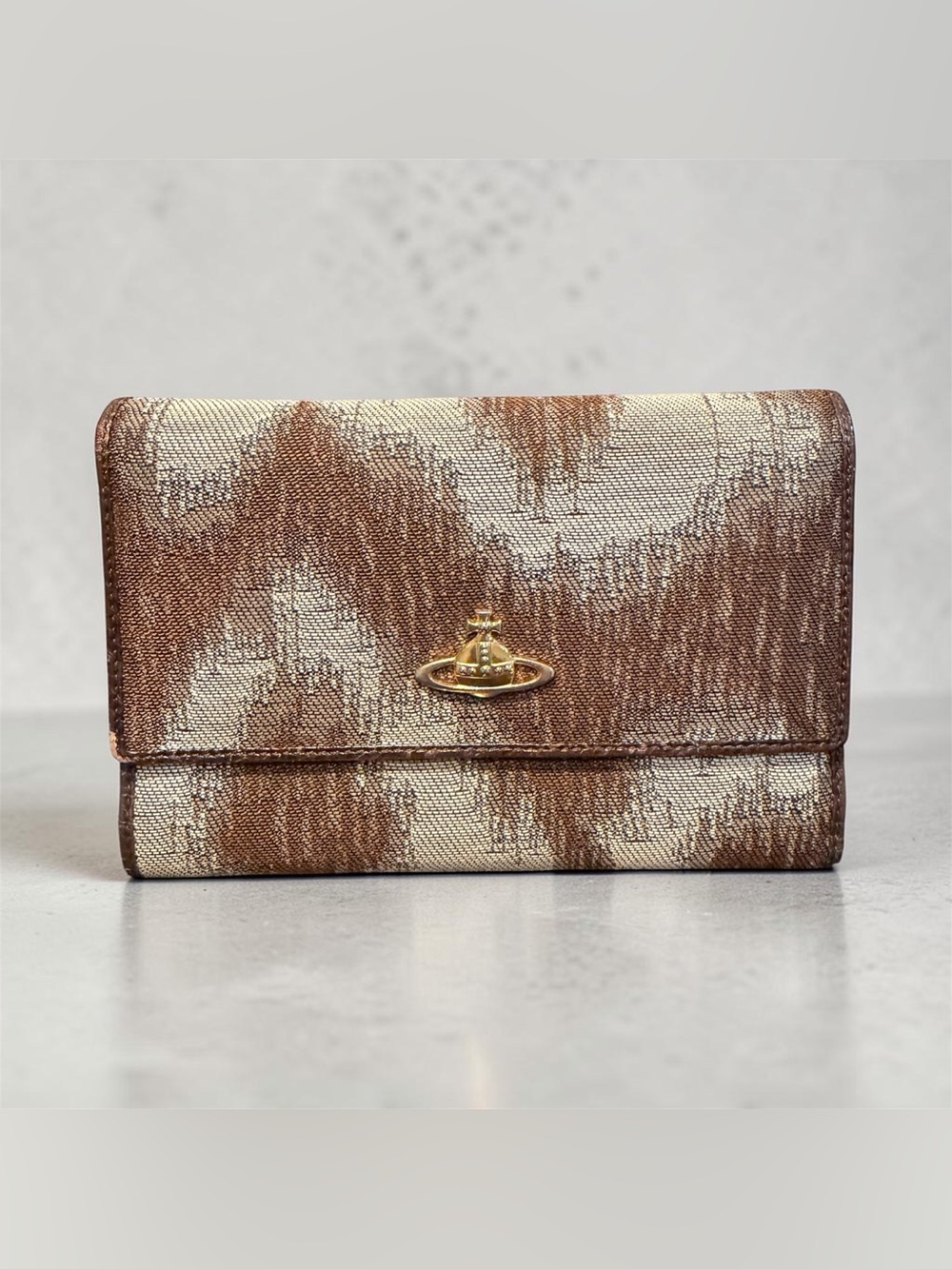 Vivienne Westwood Orb Logo Brown Jacquard Wallet Clutch